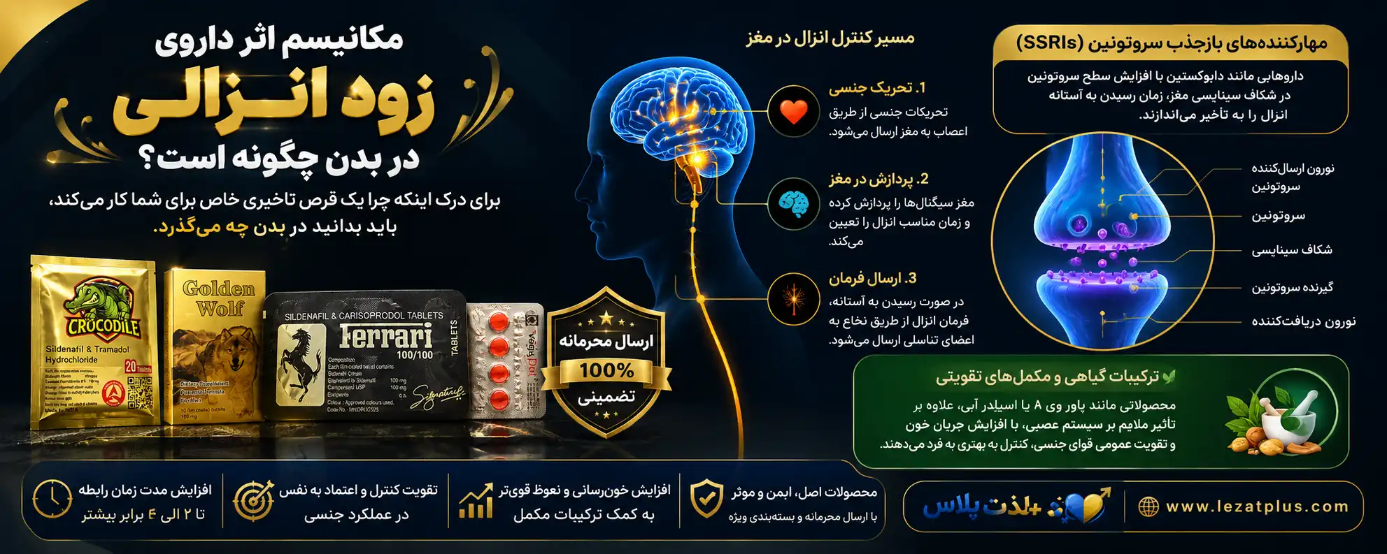 نحوه-عملکرد-قرص-تاخیری-در-بدن---مکانیسم-اثر-داپوکستین-و-مهارکننده‌های-بازجذب-سروتونین